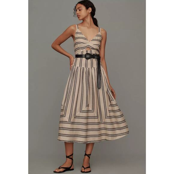 NWT Anthropologie Plenty by Tracy Reese Sleeveless Linen Fit & Flare Midi Dress - Picture 1 of 5